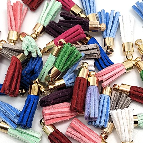 100Pcs Suede Flower Handmade Mini Tassels, Colorful Earring Tassels Assorted Colors Randomly (07) - color: 07