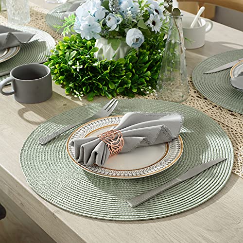 AHHFSMEI Round Placemats Set of 4 Heat Resistant Washable Non-Slip Woven Braided Table Mats for Dining Table Kitchen & Home Decor (Sage Green,4) - color: Sage Green, size: Set of 4