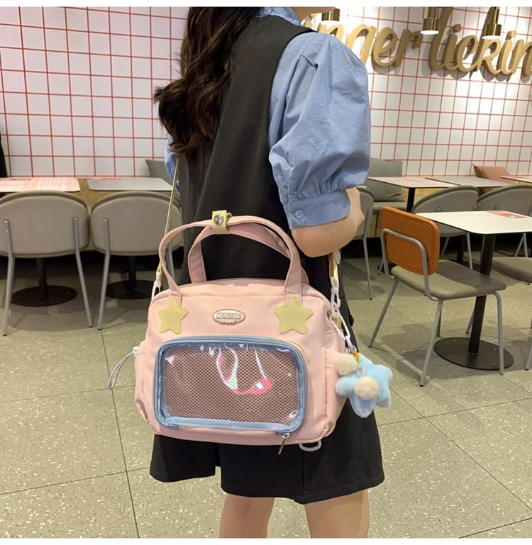 Japanese Ita Backpack Cute Bags Kawaii Y2K Bags Crossbody Purse Messenger Bags for Women Shoulder Bag Tote (Pink) - color: Pink