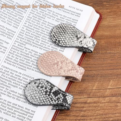 3PCS Vintage Magnetic Leather Bookmark, Leather Magnetic Bookmarks for Women, Magnetic PU Bookmarks Clip Book Accessories, Snakeskin Pattern - style: Snakeskin