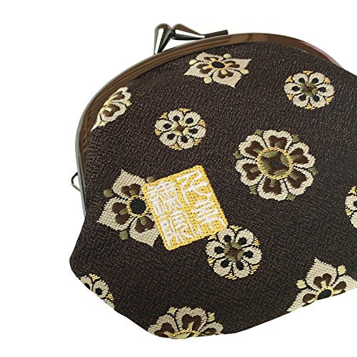 Nishijin brocade round clasp purse/coin purse with lining, size L. (Shosohanabishimon) - color: Shosohanabishimon