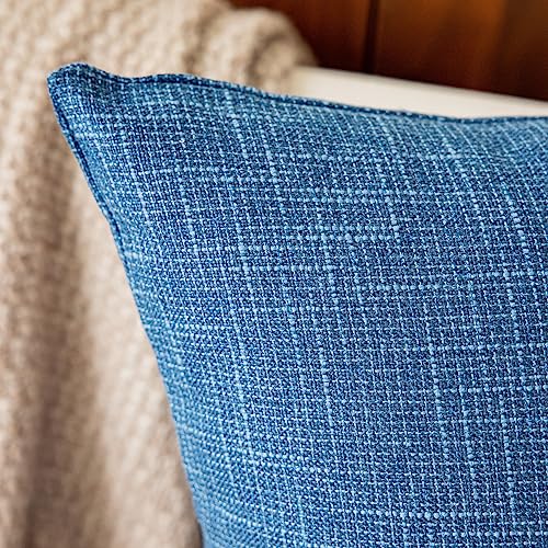 Kevin Textile Faux Linen Home Decorative Hand Made Cushion Cover Pillowcase for Nap, Hidden Zipper, 18"x18"(2 Pieces, Navy Blue) - color: Navy Blue, size: 18" x 18" (Pack of 2)