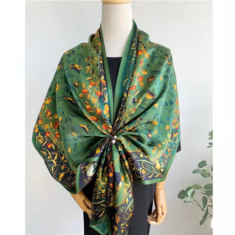 ANDANTINO 100% Silk Long Scarf-Women Large Oblong Shawls with Gift Packed - color: Jade Green