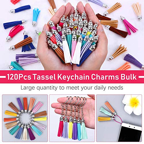 PAXCOO Tassels Charms for Jewelry Making, Keychain Tassels Bulk for Crafts, Leather Key Chain Tassel Charms - size: 1 1/2 inch