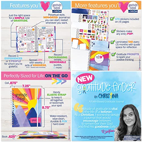 Faith-Based Gratitude Journal With Scripture Verses & Inspirational Quotes, 52 Week Non-Dated Daily Inspirational Journal for Women, Teens & Girls, 170 Hand-Illustrated Stickers Included - color: Abundant Joy Gratitude Finder Journal