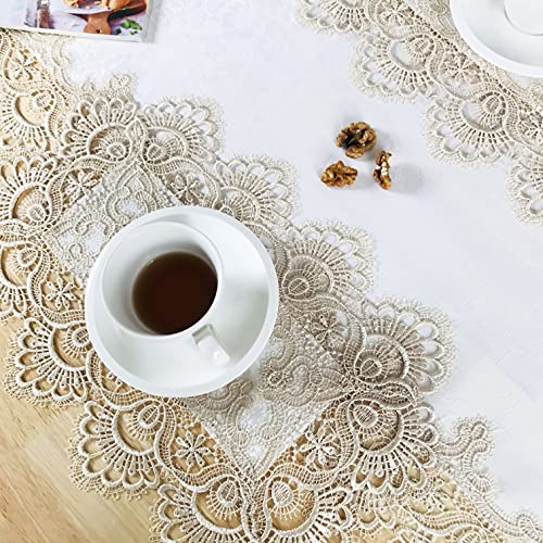 Lace Placemats Set of 2 Washable Beige 12x18inch - color: Carnation-beige, size: 2pcs