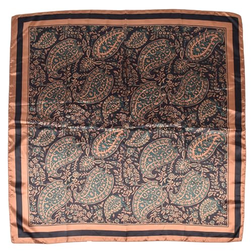 35 Inches Silk Head Scarf-Satin Hair Scarves Silk Bandana Scarf Headscarf for Women's Fashion Scarves - color: Brown-large Cashews