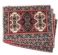 DaDa Bedding Majestic Red Kilim Rug Dining Table Placemats - Set of 4-Pieces Tapestry Cotton Kitchen Mats Royal Persian Tradtional Design - Elegant Intricate Multi-Colorful Floral Ornate - 13” x 19” - color: Majestic Red Kilim Rug