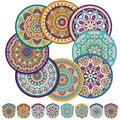 Gejoy 24 Pcs Purple Mandala Flying Disc Foldable Hand Fan Round 8 Styles - color: Purple Mandala