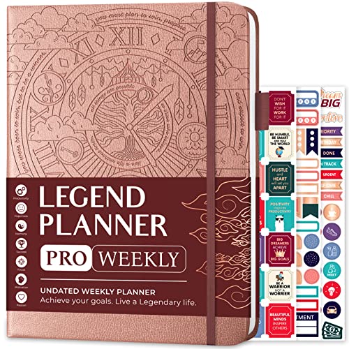 Legend Planner PRO Weekly & Monthly, Large Undated, 7”x10”, Rose Gold - color: Rose Gold, Debossed