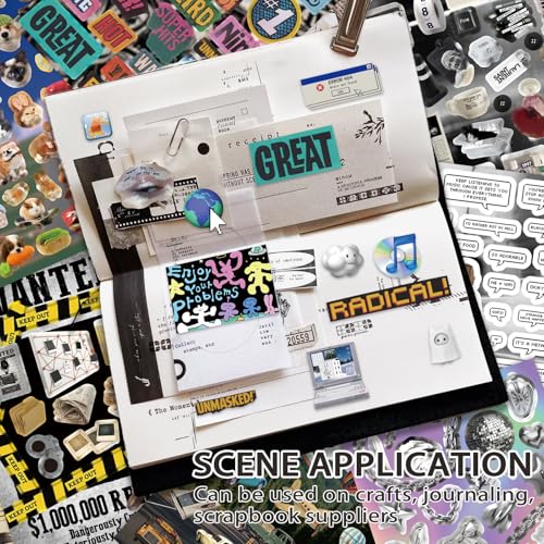 Cute Sticker Book 30 Sheets 750+ Pcs Y2K Vintage Aesthetics Stickers - color: Heavy Metal Style