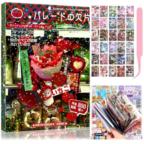 800Pcs Japanese Sticker Book for Journaling Adult, Cute Scrapbook Stickers - style: Bg 45 Sheet Parade