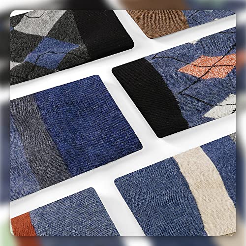 Men's Dress Socks,Cotton Crew Socks,6 Pairs,Breathable and sweat-absorbing for Shoe Size 9-13 - color: 6 Pairs Striped Argyle
