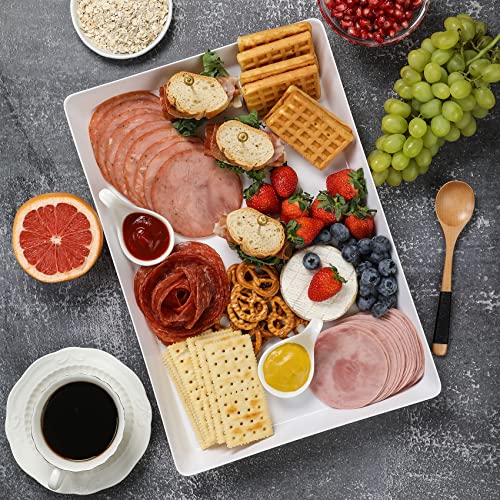 8 Pack, 16" x 11" Large White Serving Trays Set - Reusable Plastic Serving Platters for Cookie, Appetizer, Charcuterie, Snack, Dessert, Party Food Display - Stackable Kitchen CounterTop Tray, BPA Free - size: 8 Pack - 16" x 11"