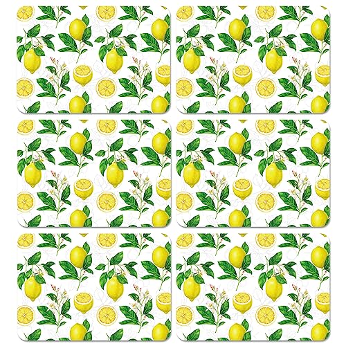 Lemon Placemats Set of 6 Summer Plastic Table Mat 17×13×0.04in - style: Lemon