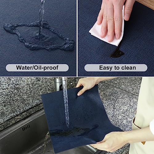Homaxy PU Faux Leather Placemats for Dining Table, Set of 6, Navy Blue - color: Navy Blue