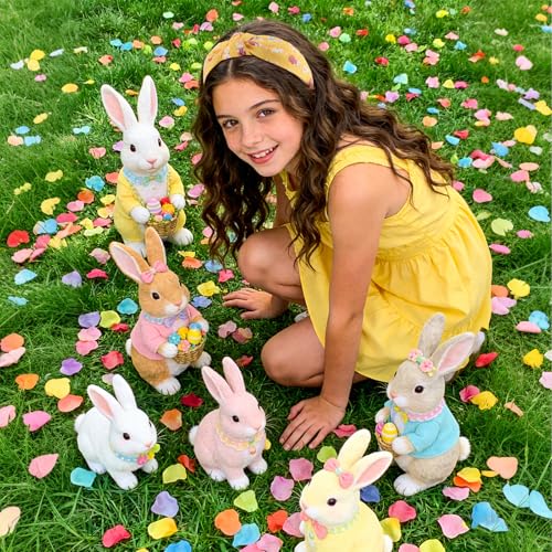 KICOSY 4PCS Easter Knotted Headbands - Bunny & Egg Print Hair Hoops for Daily Styling, Easter Party, Photo Shoot & Gift Giving