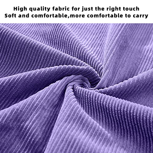 KALIDI Women Corduroy Tote Bag Zipper Casual Tote's Handbag Big Capacity Shoulder Bag with Pockets - color: Purple