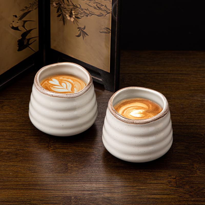 Ceramic Tea Cup Set, 5OZ Espresso Cups, Retro Grey, Set of 4 - color: Retro Grey