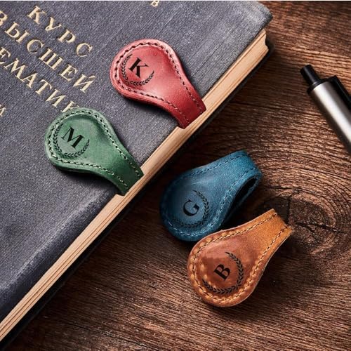 Personalized Magnetic Leather Initial Bookmark, 26 Letters Customized Multi-Functional for Women, Teachers, Book Lovers (Purple, S) - color: Purple, size: S