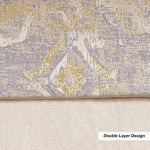 Loom and Mill Luxury Elegant Damask Placemats Double-Layer, Set of 4, Beige - color: Beige+grey+gold_rome, size: 4 Pieces
