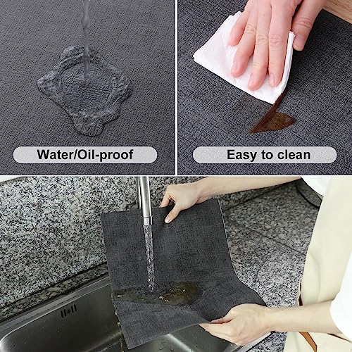 Homaxy PU Faux Leather Placemats for Dining Table, Set of 6, Dark Grey - color: Dark Grey