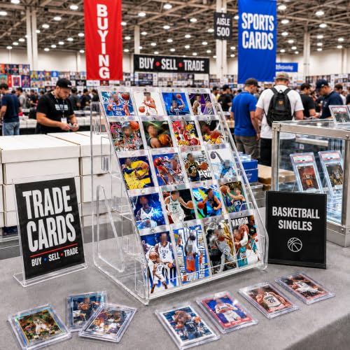 5 Tier Acrylic Card Display Stand，Baseball Basketball Trading Card Display Stand for PSA/ BGS /SGC Slabs, Snap-On Assembly