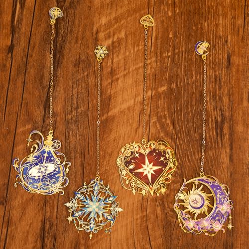 4 Pieces Metal Starry Sky Series Bookmark, Perfect for Women Readers (BKM-065-F4) - color: Starry Sky Series