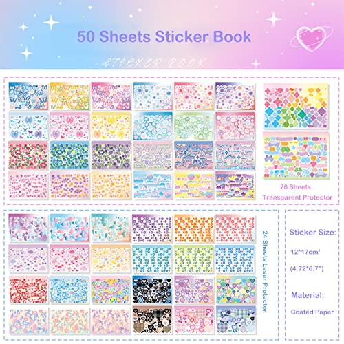 Doraking 50 Sheets Laser Sticker Book for Arts Craft Scrapbook - style: B