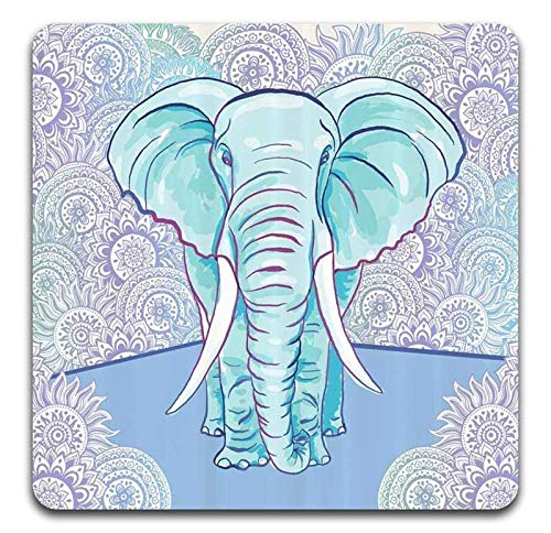 Watercolor Elephant Square Coaster Set - Made of Recycled Rubber - Set of 4 - color: Watercolor Elephant