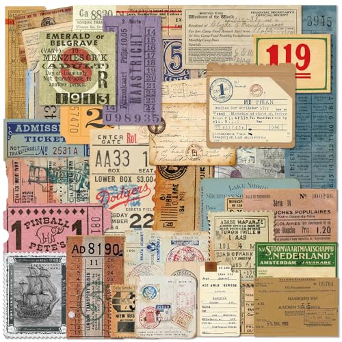PRSTINCOL 100Pcs Vintage Sticker Pack - Scrapbooking Supplies & Junk Journal Accessories - Aesthetic Stickers for Water Bottles, Craft Kits, Bullet Journals - Retro Design - style: Letter_raft