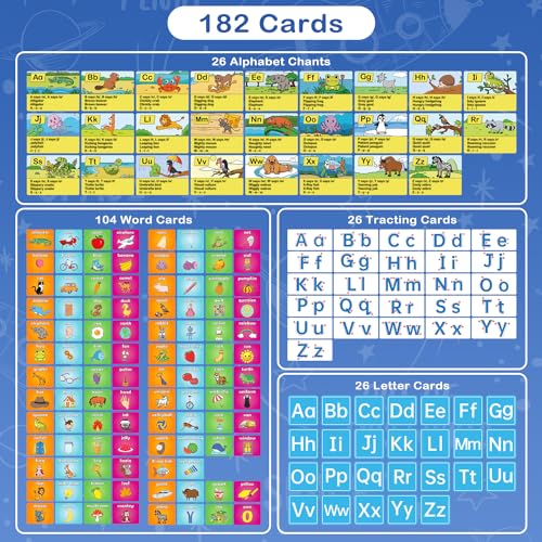 Torlam Alphabet Learning Pocket Chart Alphabet Wall Chart ABC Flash Cards Learning Games, Handwriting Practice Letter Tracing for Kids Homeschool Preschool Kindergarten Learning Activities Must Haves