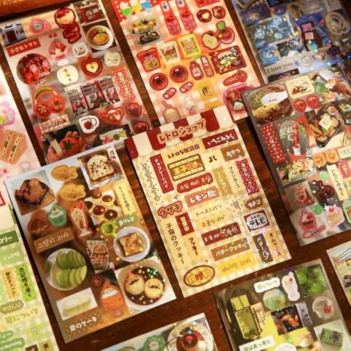 Japanese Kawaii Sticker Book 2 Pack, Die-Cut Cute Food & Manga Style Aesthetic Stickers for Journaling, Scrapbooking, Planners, Junk Journal Supplies (B) - color: B