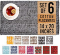 Urban Villa Two Tone Placemat Cotton Tablemat 14x20 (Set of 6) Black White - color: Black/White, size: 14" x 20"