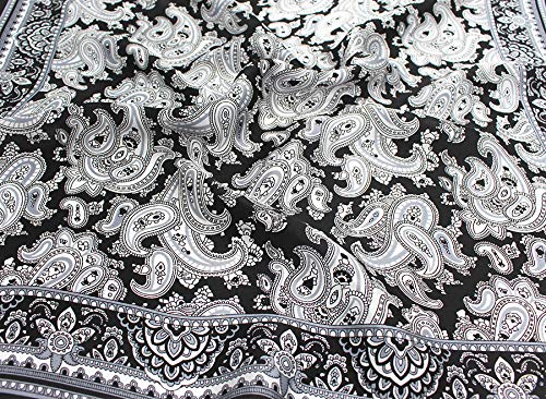 ANDANTINO 100% Mulberry Silk Scarf -21” Square Neckerchief with Gift Packed - color: Black&white Paisley