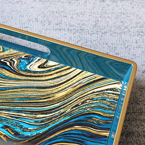 Spsyrine Serving Tray, Marble Decorative Tray Plastic Rectangular Coffee Table Tray for Living Room, Storage, Kitchen, Ottoman, Bathroom Decor. 15.6” X 10.2" LJRE - color: Lj03re