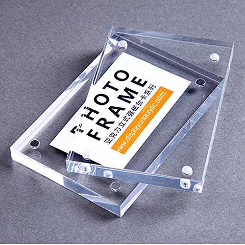 Clear Acrylic Photo Frame,Magnetic Perspex Picture Holders Table Standing Double Side Displays, 15+15mm Standing on Desk&Table (1.,8x8) - size: 20.3x20.3cm