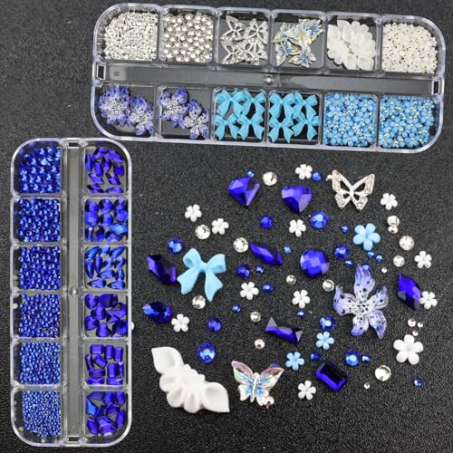Nail Charms with Blue Rhinestones for Women Nail Design - color: Colorful-21