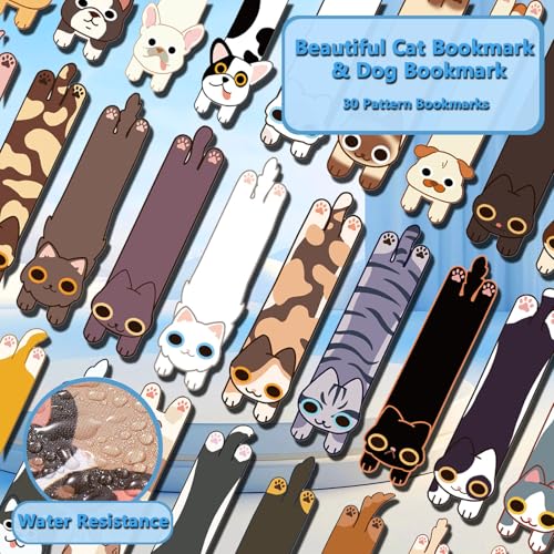 30 Pcs Cat Dog Bookmarks Cute Cats Dogs Theme Paper Bookmarks for Adult Cats Dogs Book Markers for Students Teachers School Home Office Reading Book Lovers,30 Styles