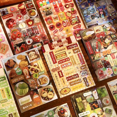 Japanese Kawaii Sticker Book 2 Pack, Die-Cut Cute Food & Manga Style Aesthetic Stickers for Journaling, Scrapbooking, Planners, Junk Journal Supplies (A+B) - color: A+b