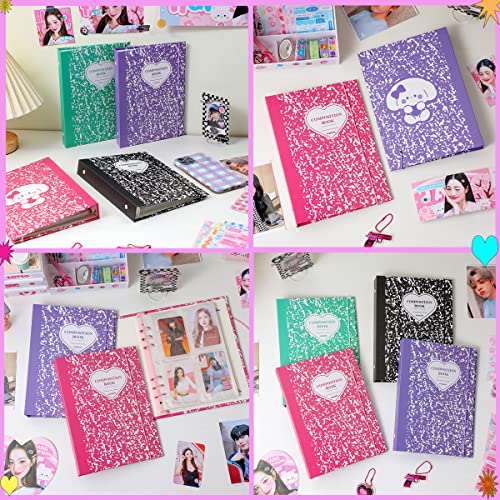 Kpop Photocard Binder 3 Inch Kpop Photocard Holder Book with 50pcs Holographic Card Sleeves &Kpop Photocard Korean Stickers, A5 Binder Photocard Album with 200 Pockets 25pcs Inner Page - color: Purple