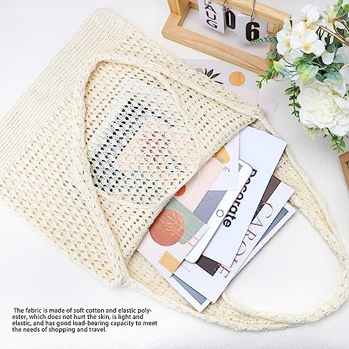 hatisan Crochet Bag for Women, Handmade Knit Beach Tote Bag Summer - color: Beige