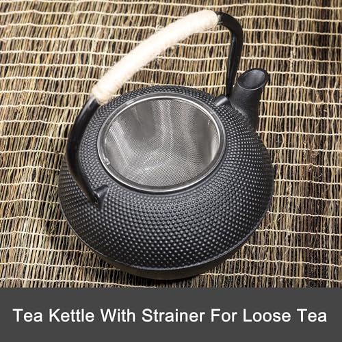 YJX Black Cast Iron Teapot, Tea Kettle for Stove Top, 40.6oz Tea Pot - size: 1200 ml without Cups