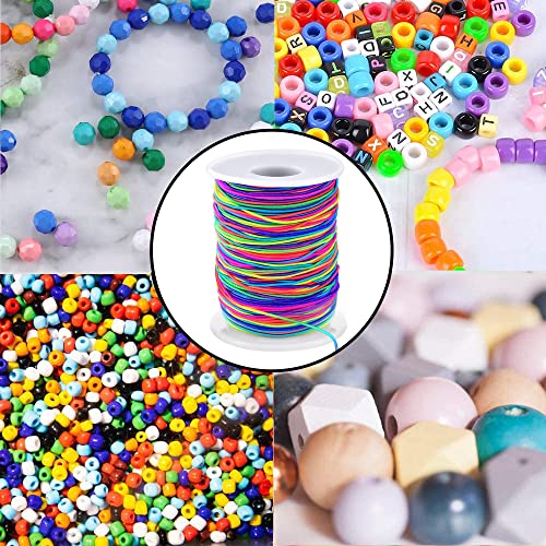 LUSTEMBER 1mm Stretchy Bracelet String, Sturdy Rainbow Elastic String Elastic Cord for Jewelry Making, Necklaces, Beading and Crafts - size: 164 Feet
