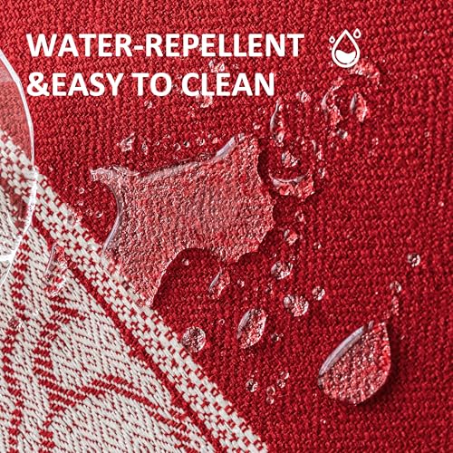 Christmas Placemats Set of 4, 14x18 Inch Heat Resistant Dinner Mats - color: Red Sds