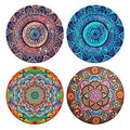 Mandala Pattern Round Coaster Set - Made of Recycled Rubber - Set of 4 - color: Mandala Pattern