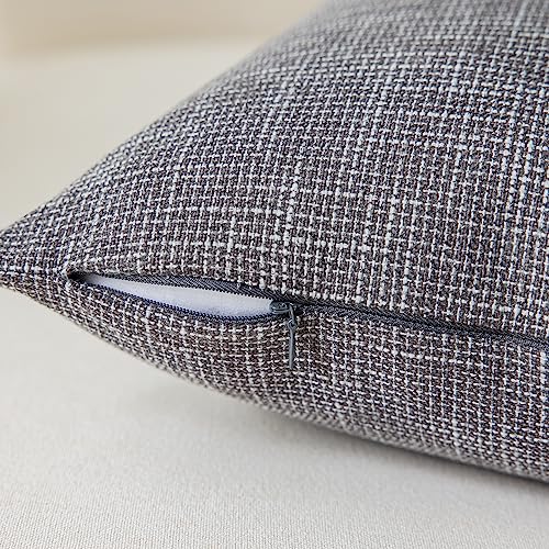 Kevin Textile Star Linen Soft Pillow Covers, Square Decorative Throw Cushion Case, Farmhouse Pillowcase for Couch Sofa, 20” x 20”(50x50cm), 2 Pcs, Dark Grey - color: Dark Grey, size: 20" x 20" (Pack of 2)
