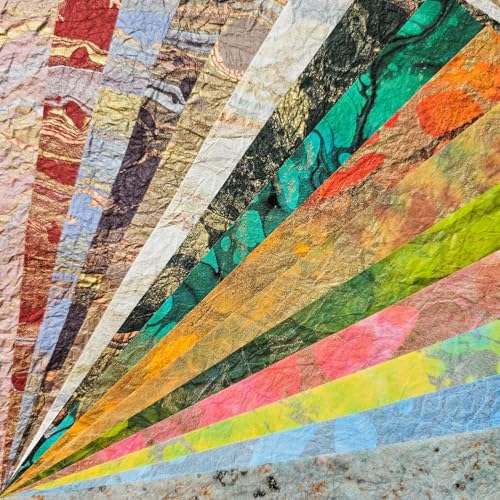 Kozo Studio - Milano Marble Mulberry Paper Pack (30 sheets, 15 designs) | Premium Decorative Paper for Scrapbooking, Card Making, Collage, Mixed Media Crafts, and DIY