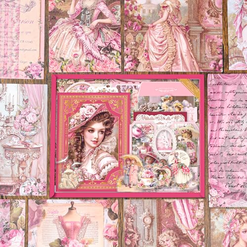 Scrapbooking Supplies Kit, Vintage Junk Journal Supplies,Cute Scrapbook Kit - color: Regal Blush Romantic