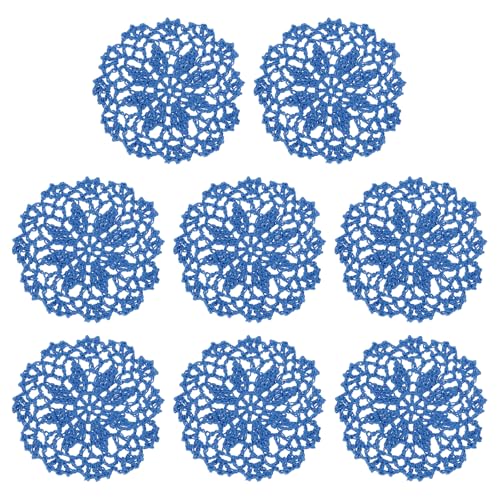 uxcell Fabric Coasters, 8pcs 4" - Cotton Woven Crochet Doilies, Lace Embroidery Cup Mat with Floral Pattern for Wedding Party Decoration (Lake Blue) - color: Lake Blue